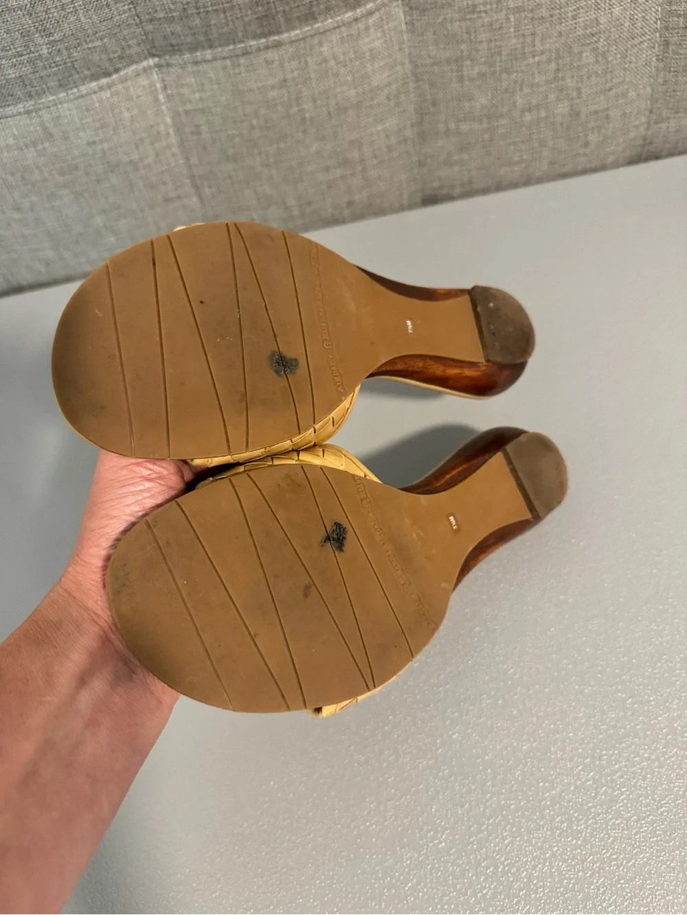 Etienne Aigner Tan Woven Leather Slide Sandals 7.5